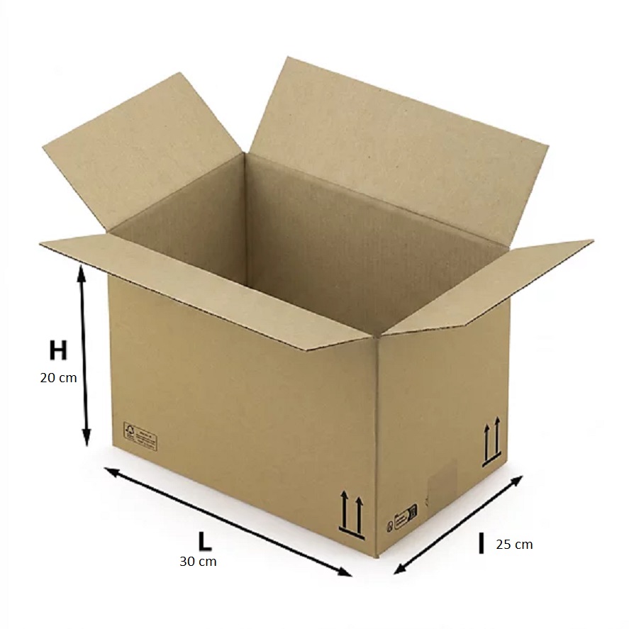 Carton simple ondulation 30 x 25 x 20 cm