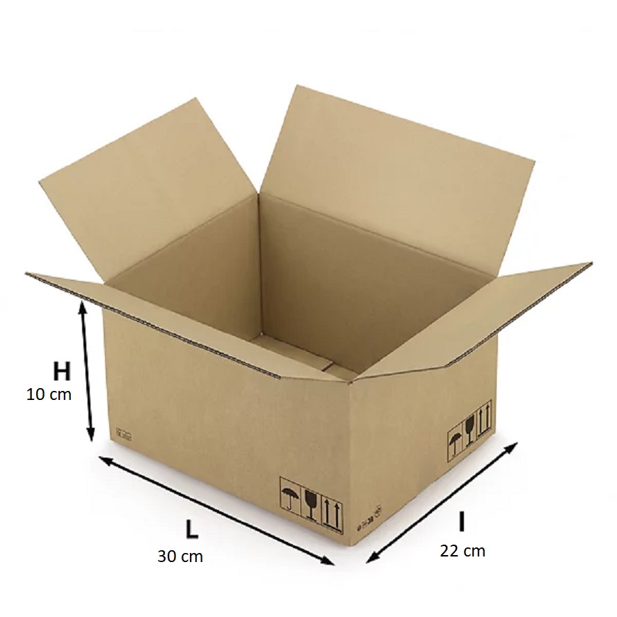 Carton simple ondulation 30 x 22 x 10 cm