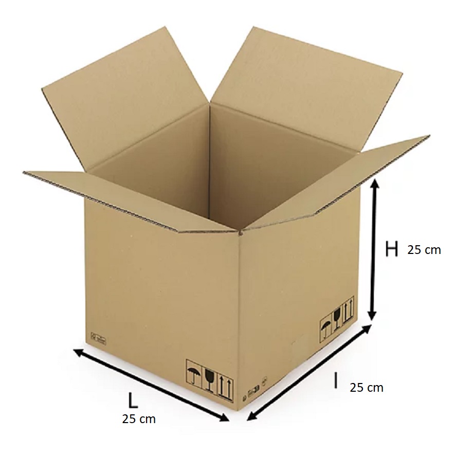 Carton simple ondulation 25 × 25 × 25 cm