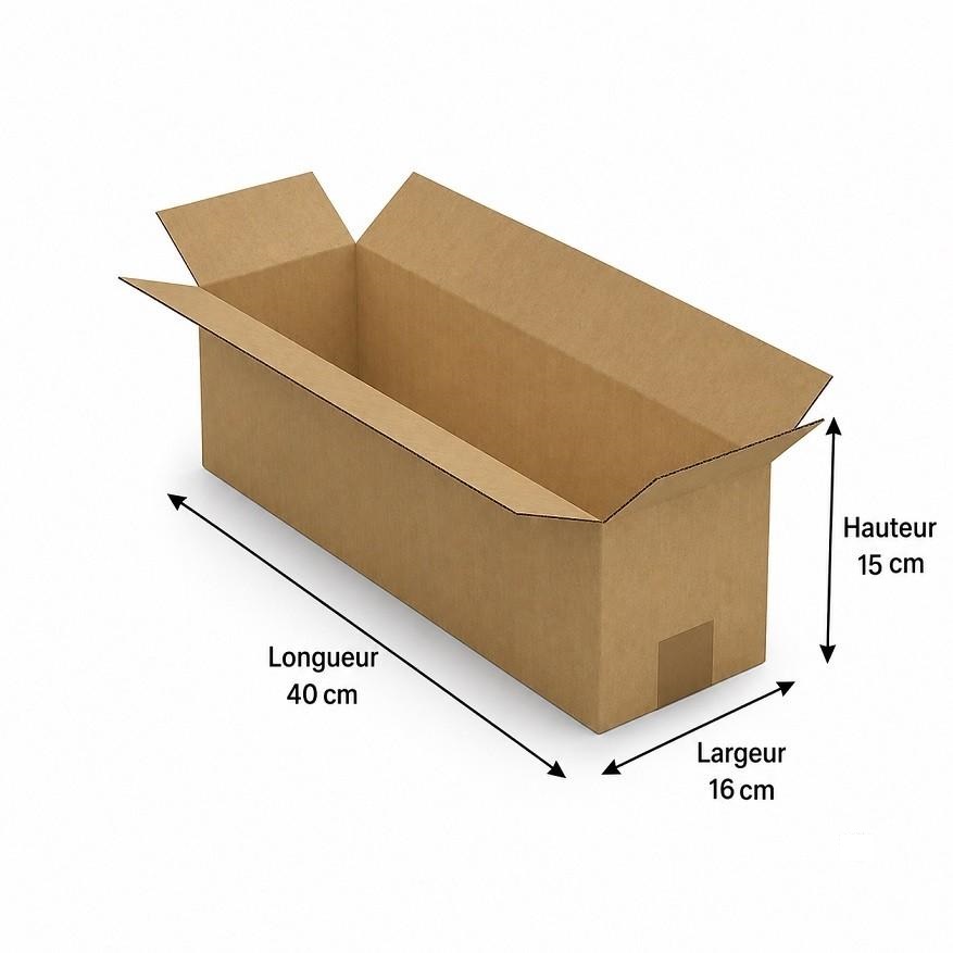 Carton simple ondulation 40 × 16 × 15 cm
