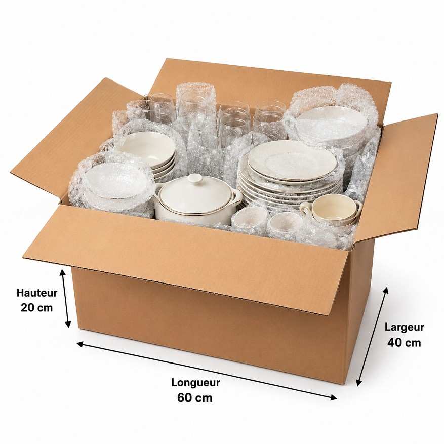 Carton vaisselle 60 x 40 x 20 cm